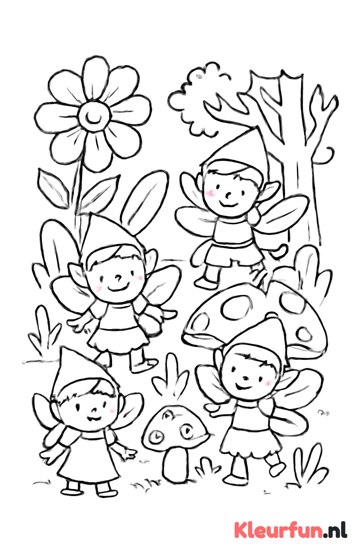 Groep Elfen in Magisch Bos
