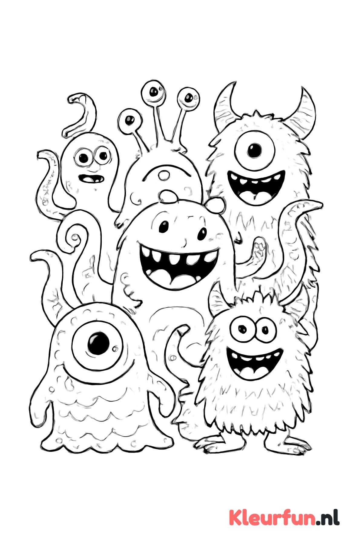 Groep fantasievolle unieke monsters