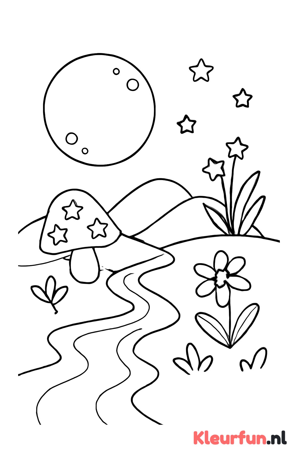 Glooiend magisch landschap met beekje