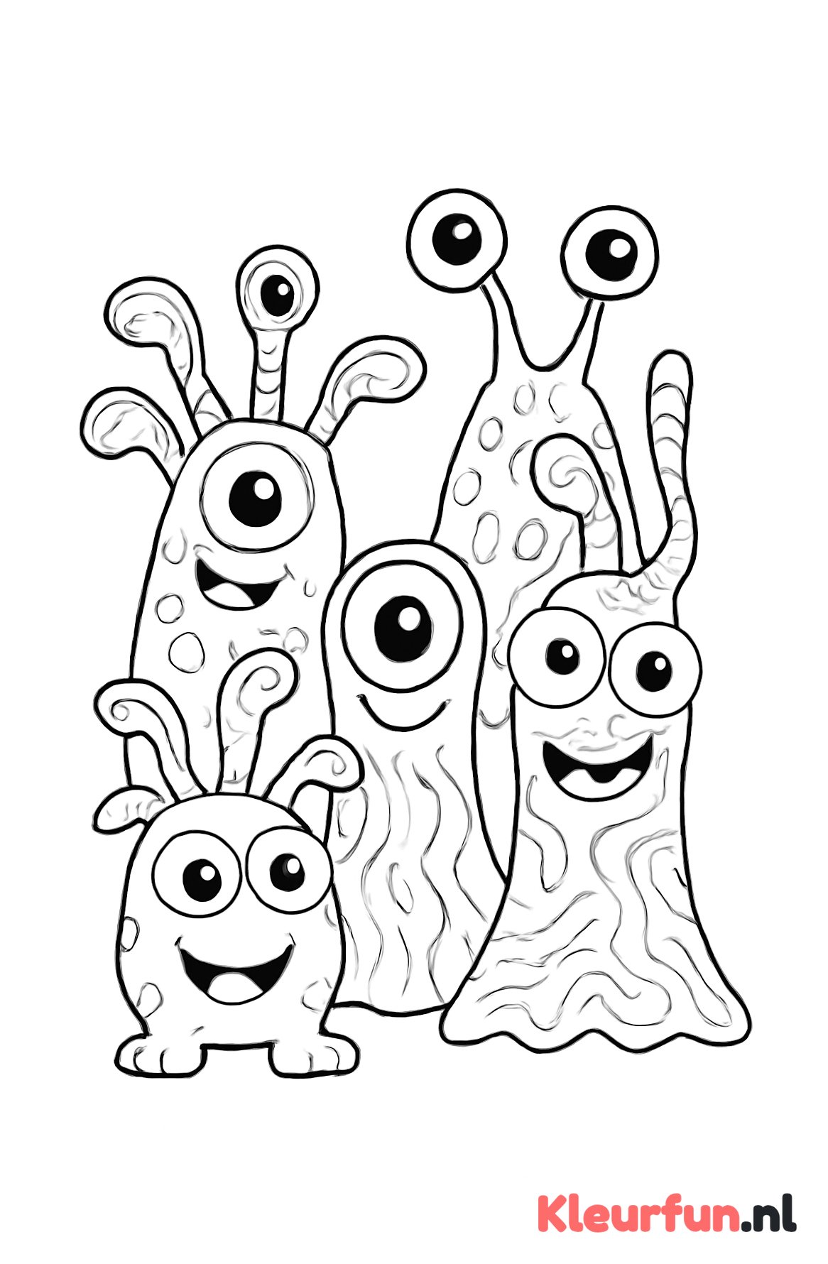 Groep grappige aliens met tentakels