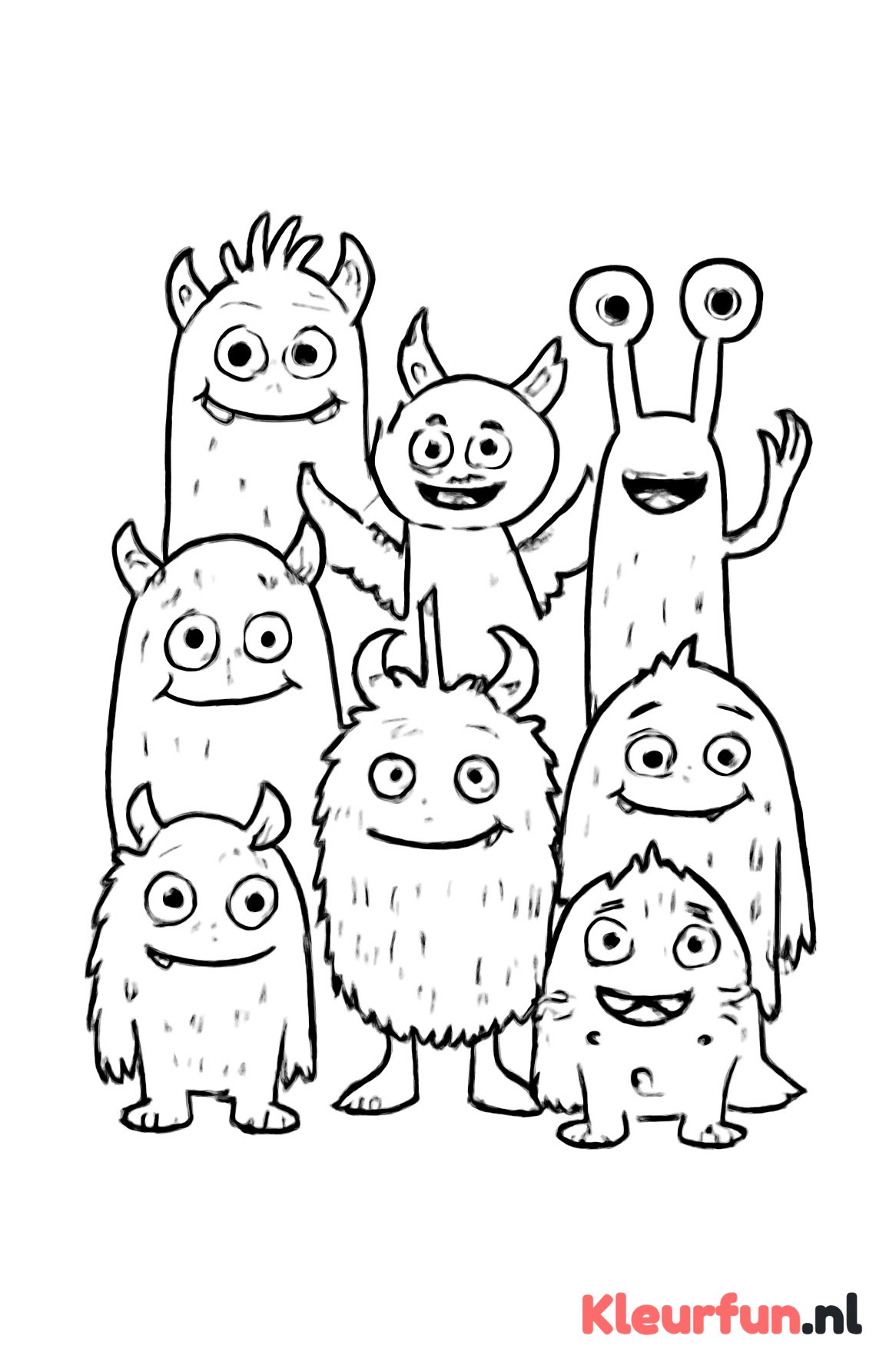 Groep Kleine Monsters met Unieke Vormen