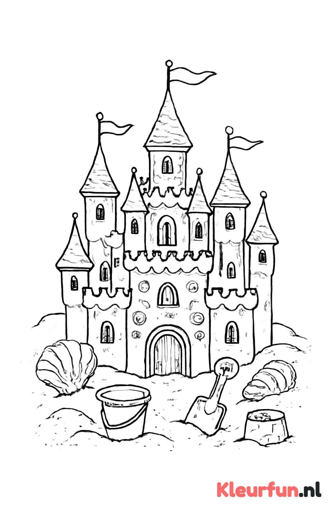 Groot fantasie zandkasteel