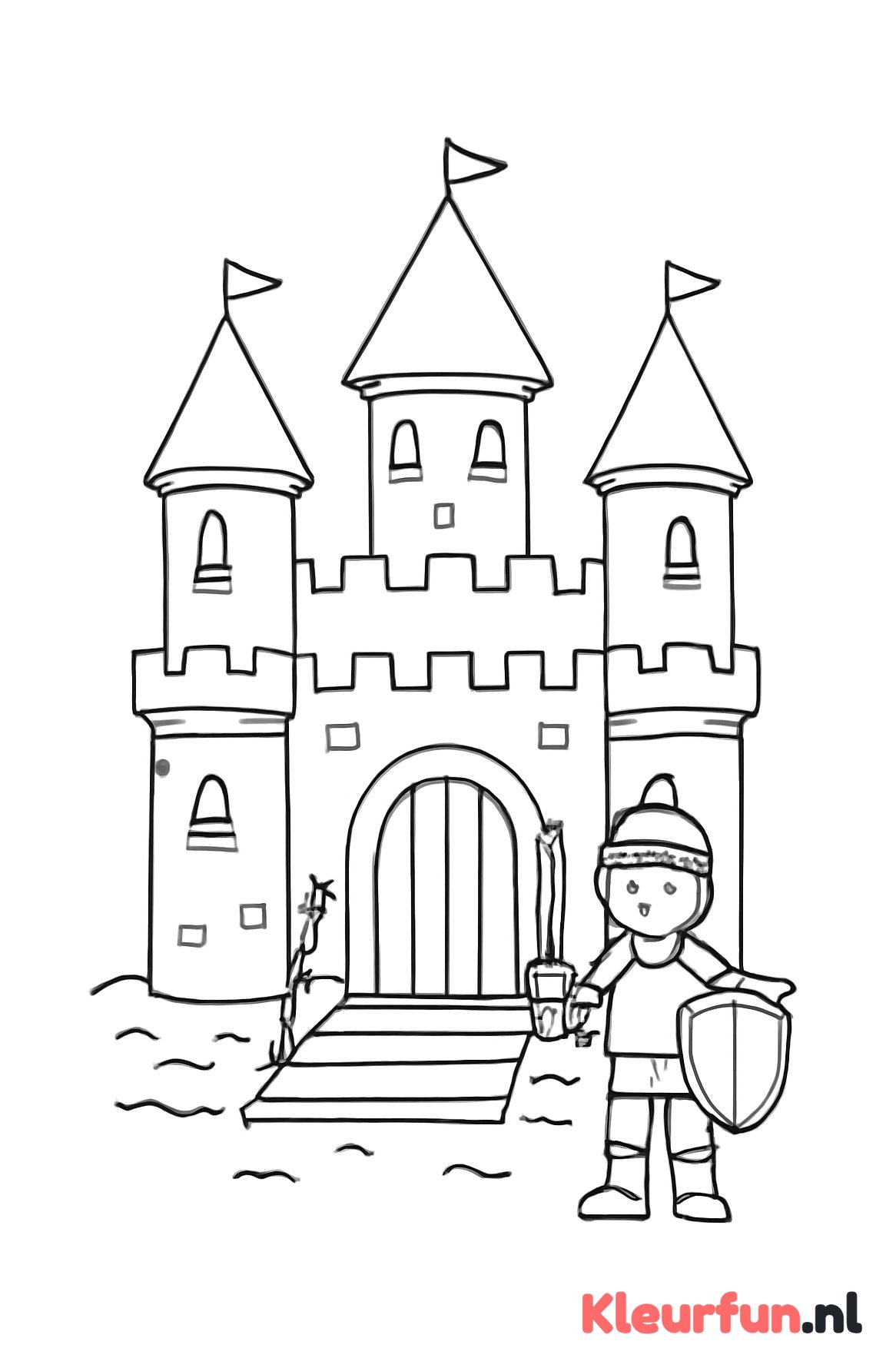 Groot kasteel met ridder