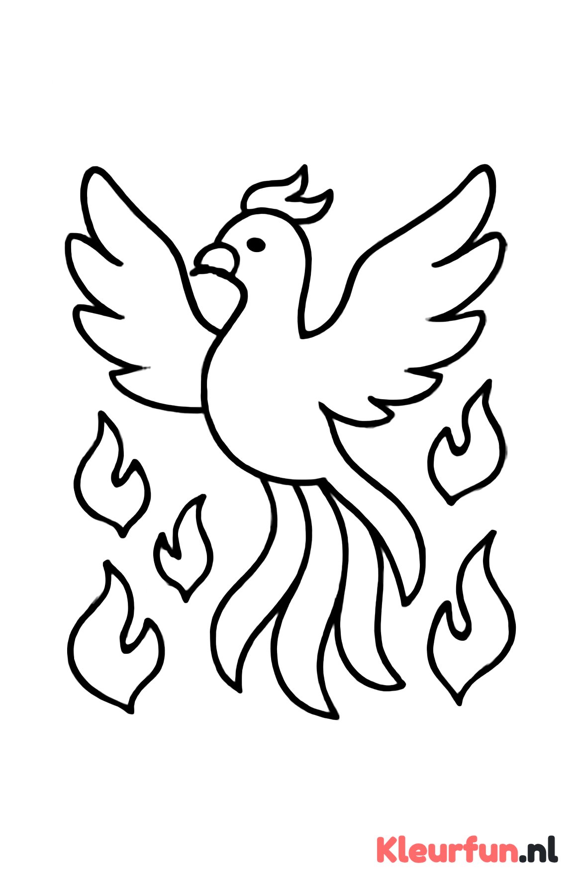 Grote eenvoudige phoenix met vlammen