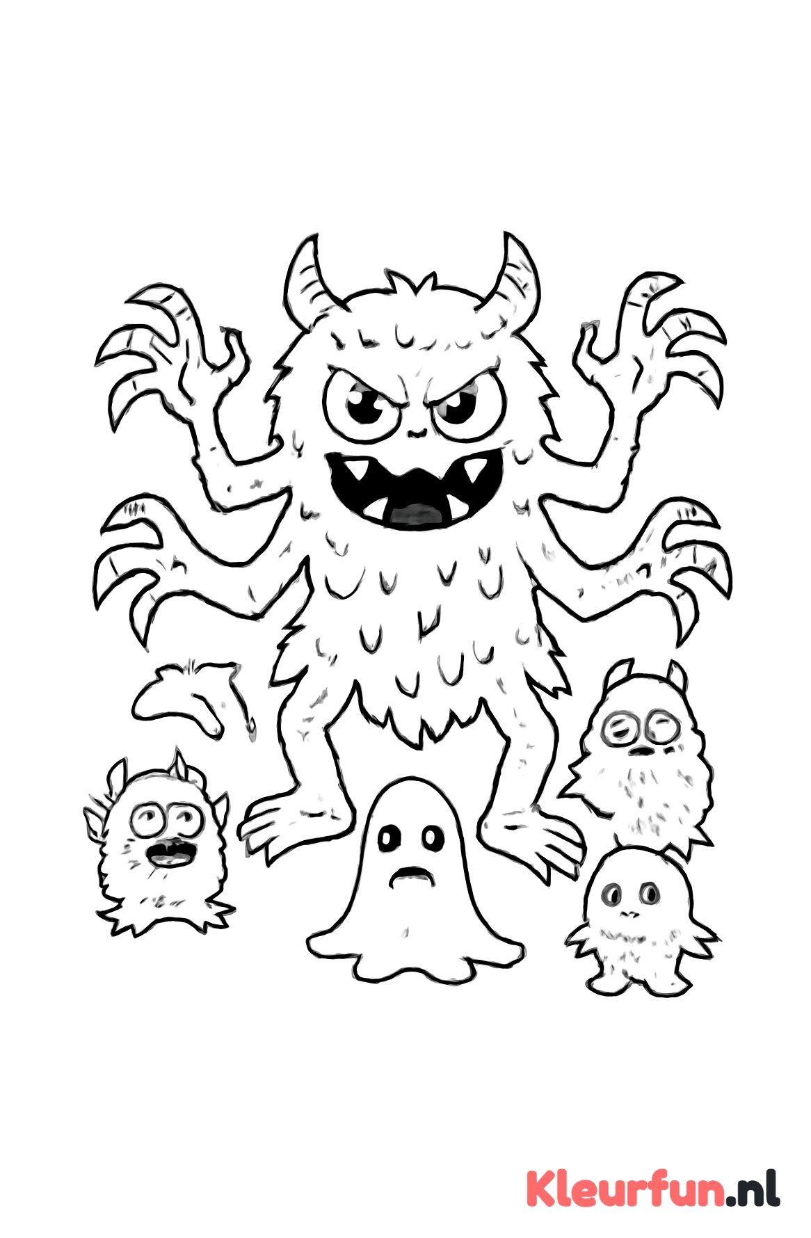Grote monster met kleine enge monsters