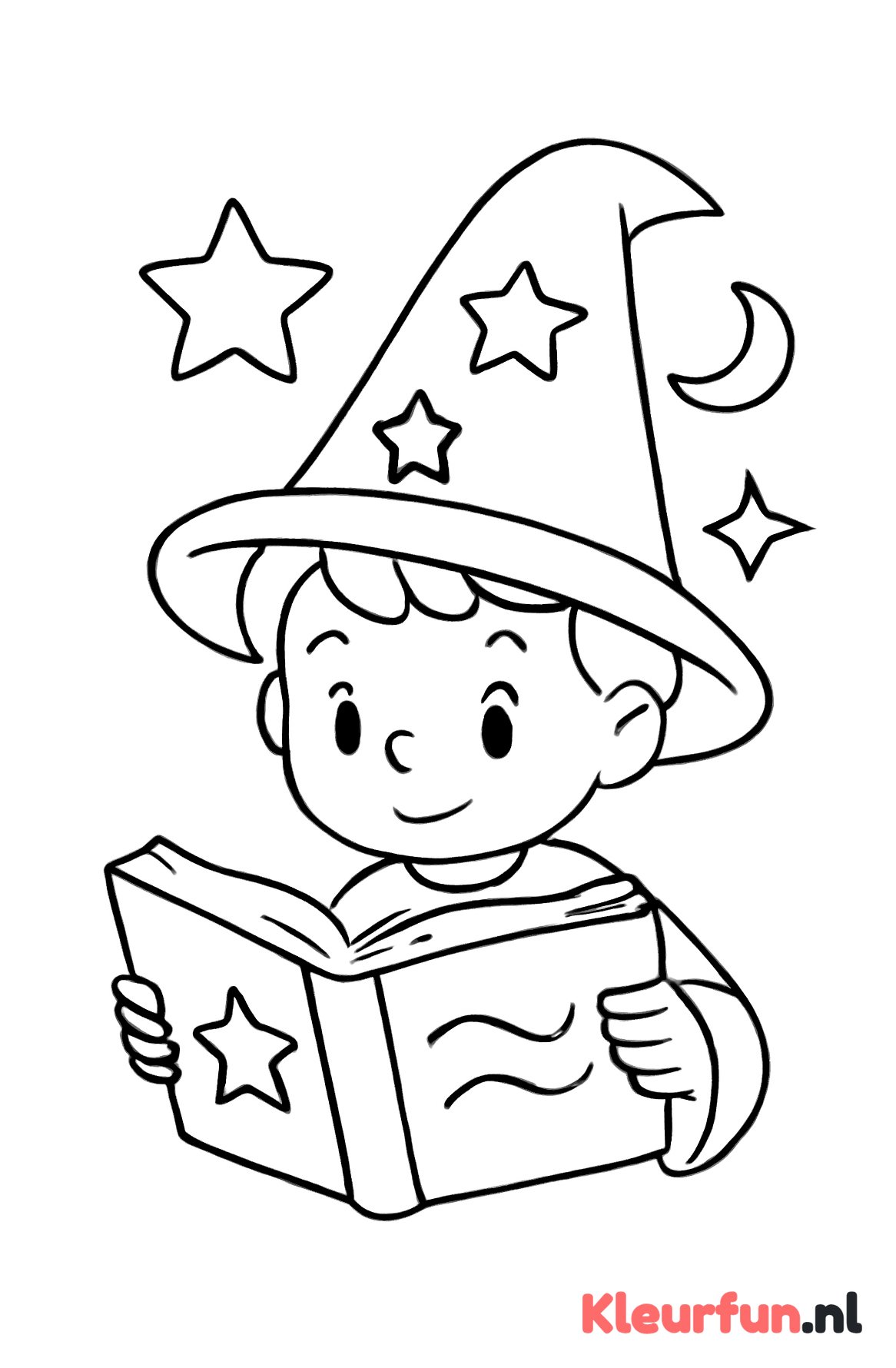 Jonge tovenaar leest magisch boek