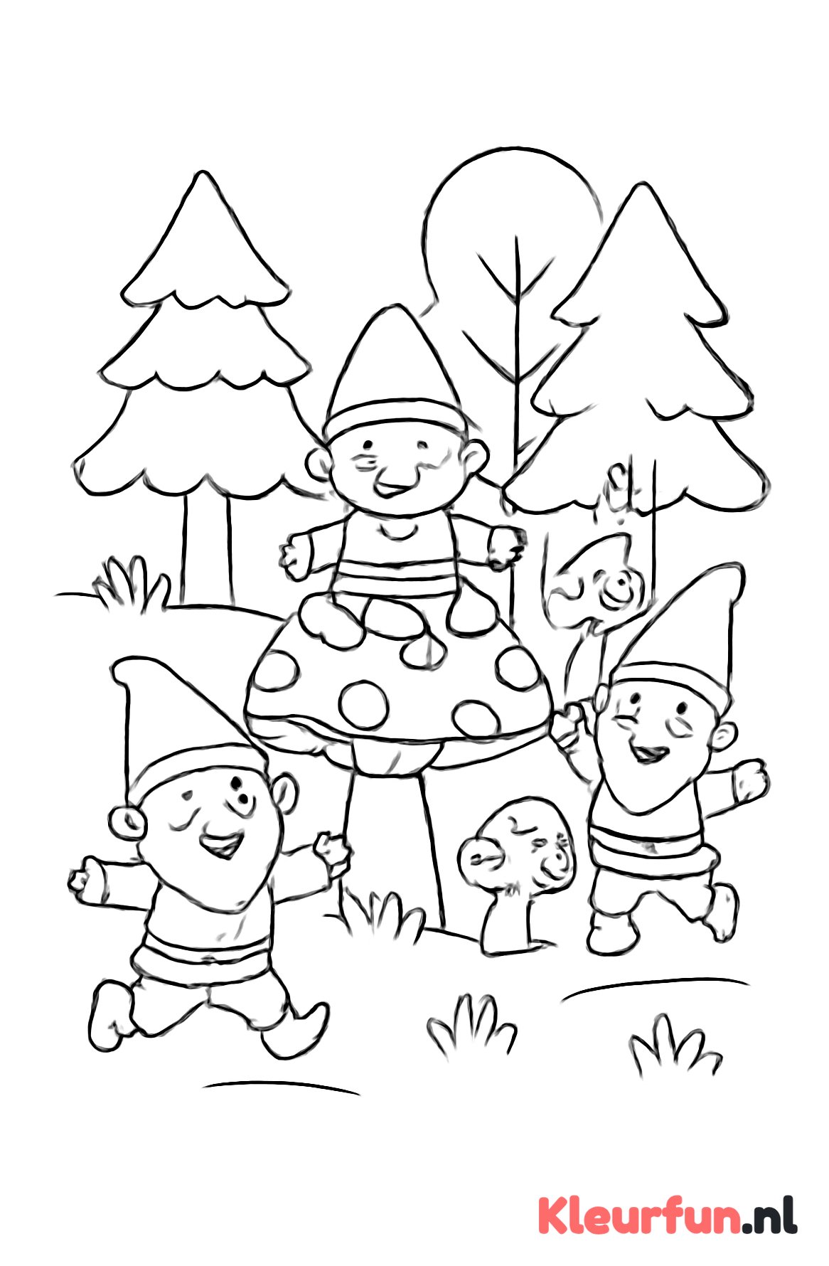 Kabouters spelend in het bos