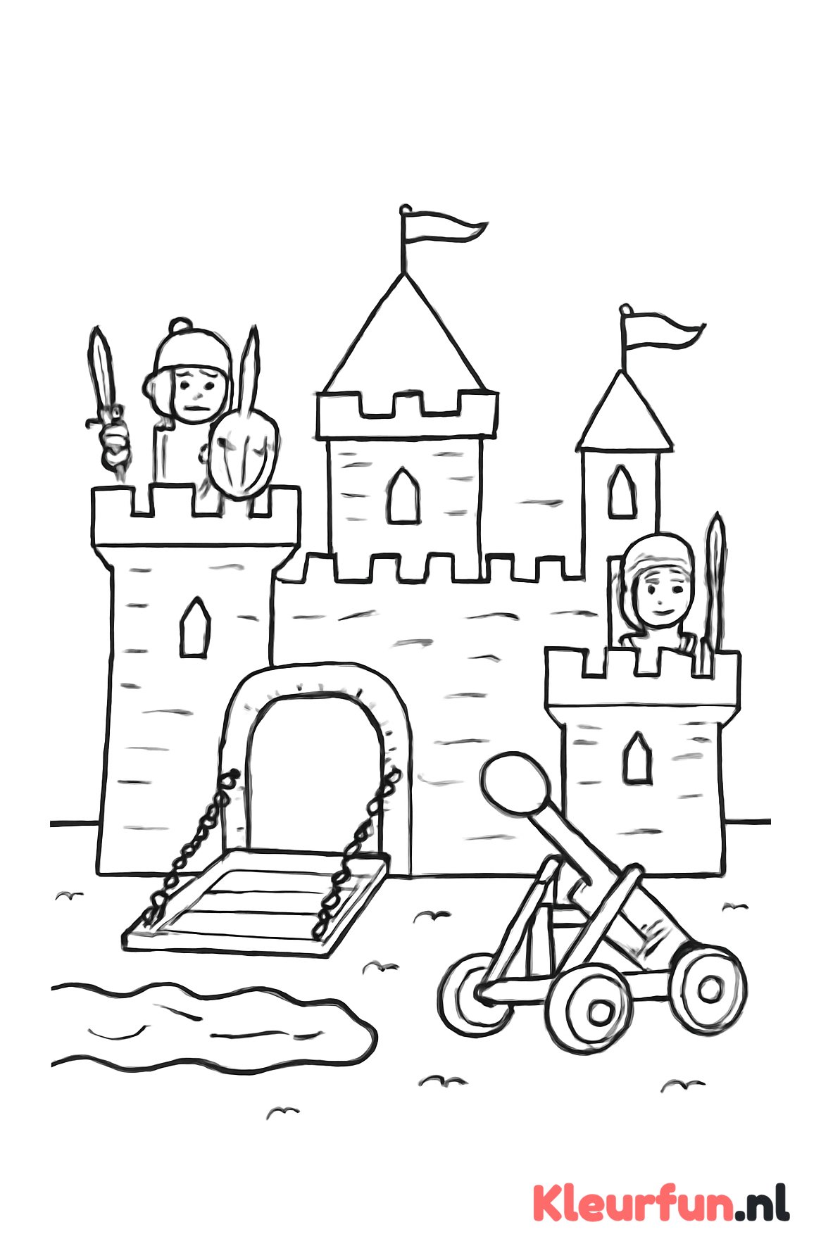 Kasteel met katapult