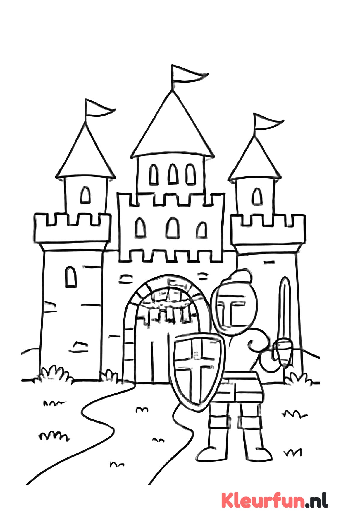 Kasteel met ridder bij de poort