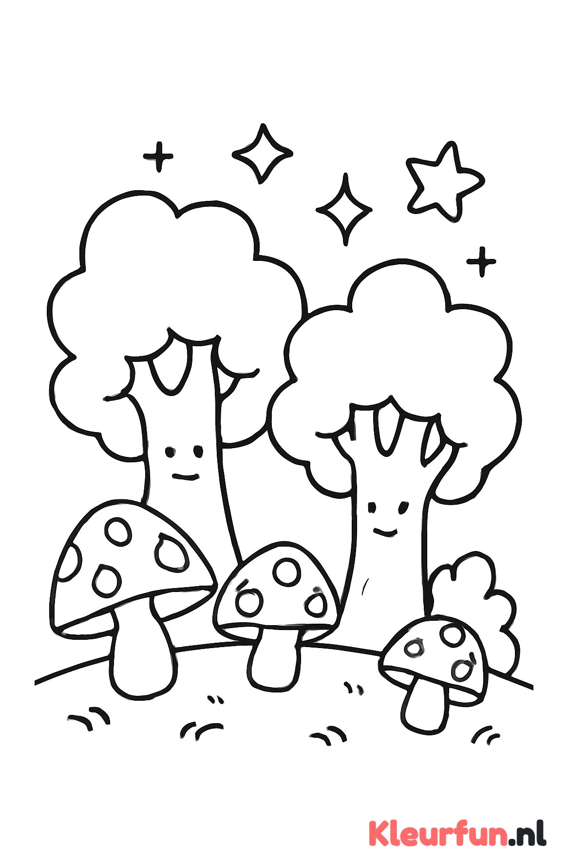 Magisch bos met grote bomen