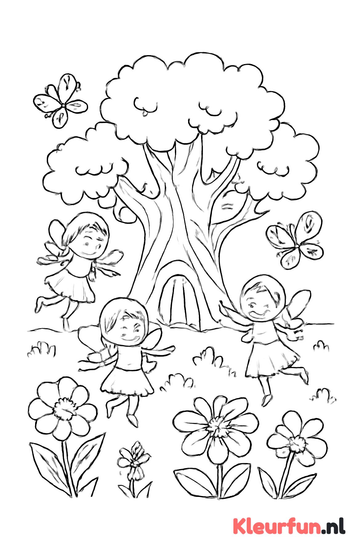 Magisch sprookjesbos met sprookjesboom