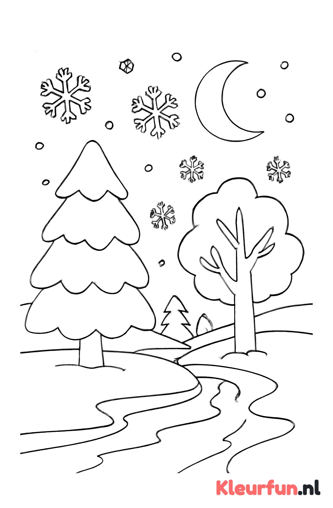 Magisch winterlandschap bij maanlicht