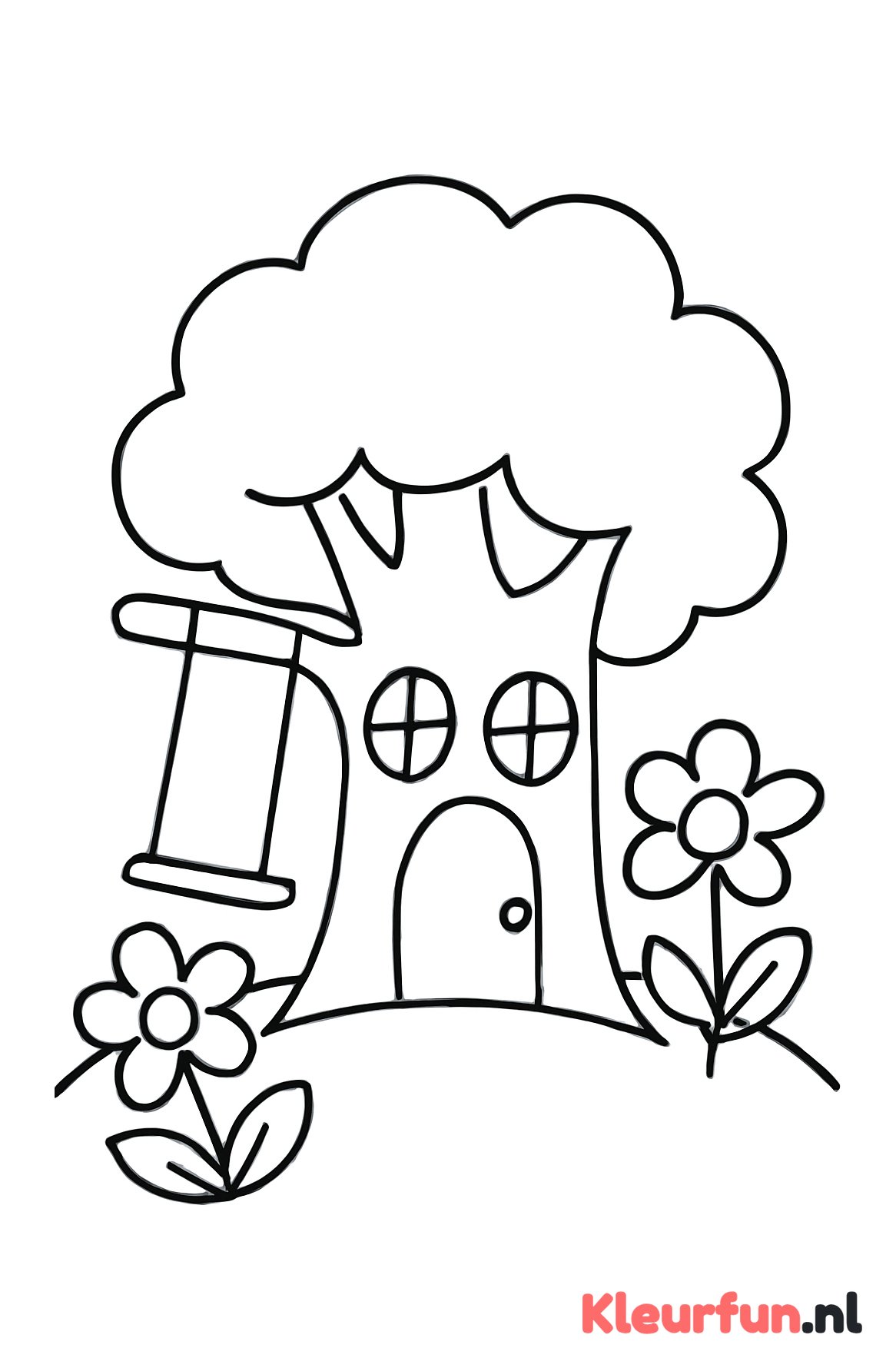 Magische sprookjesboom met schommel