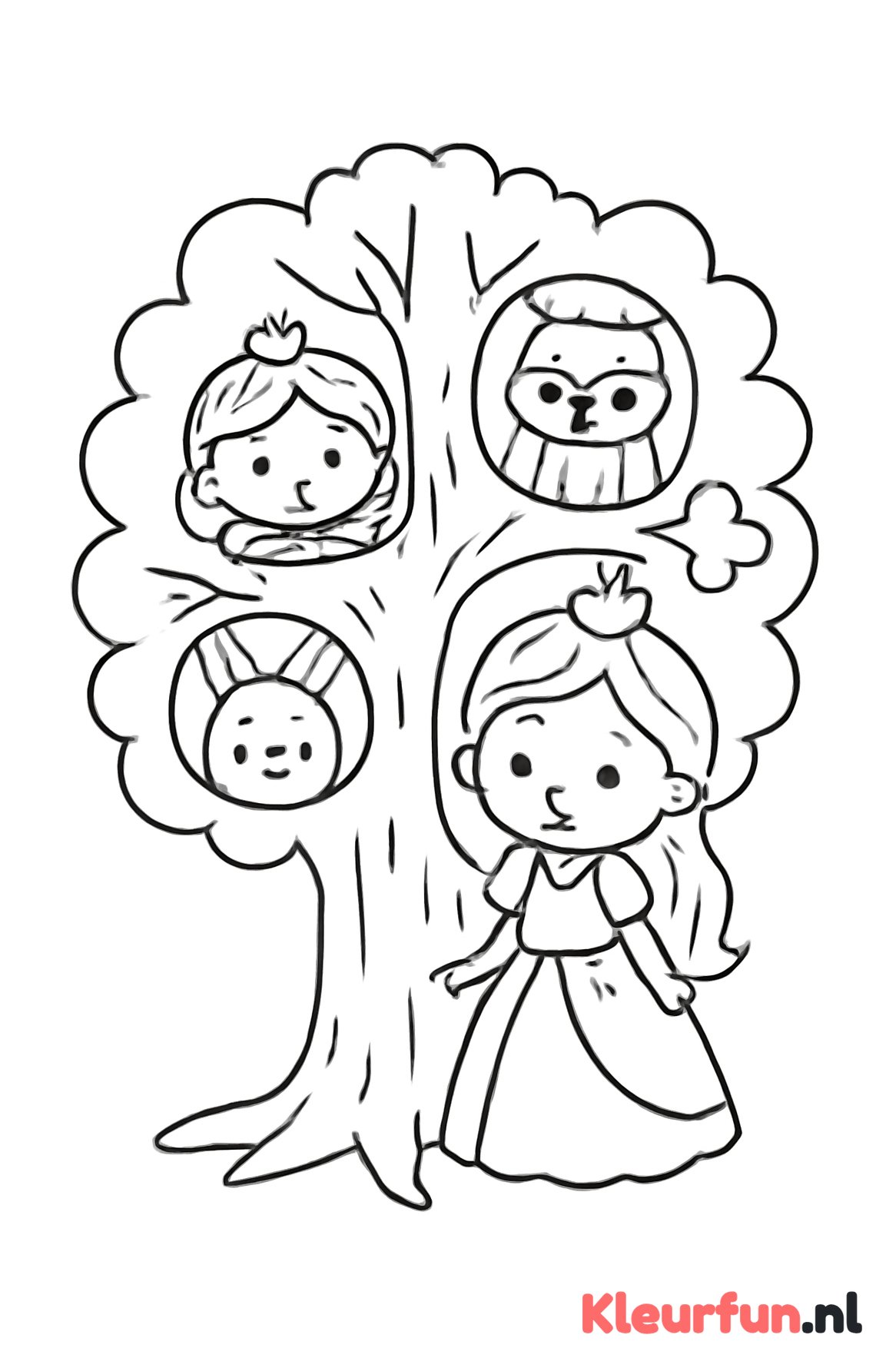 Magische sprookjesboom met sprookjesdieren