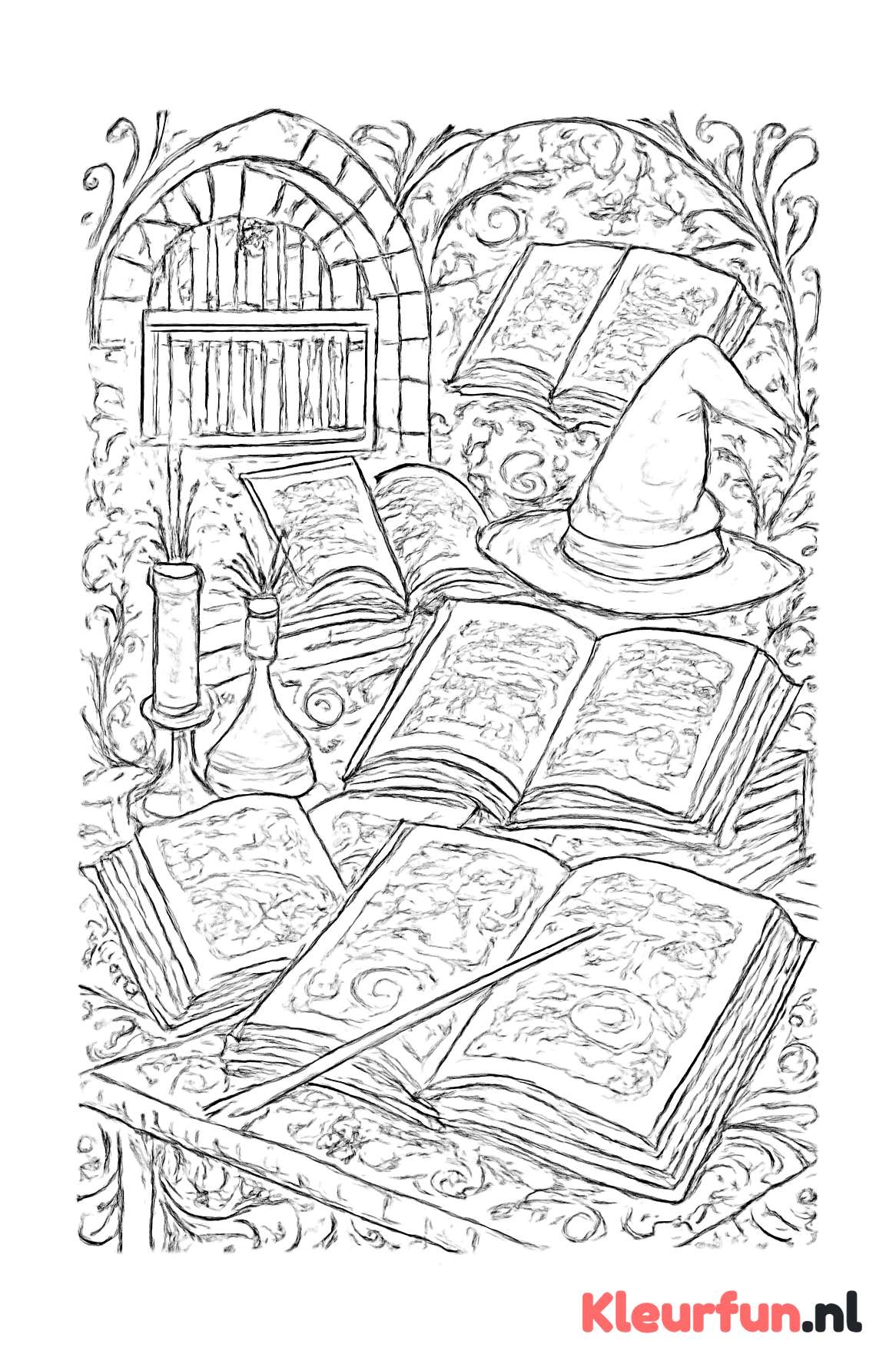 Magische studeerkamer met boeken