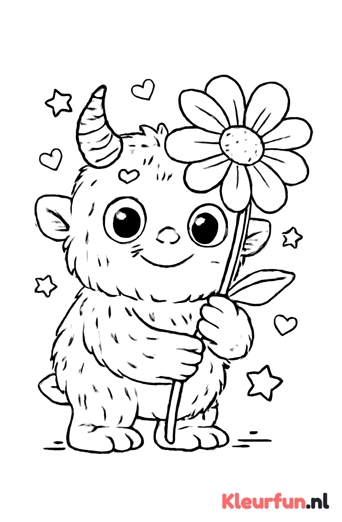Monster met bloem en accessoires