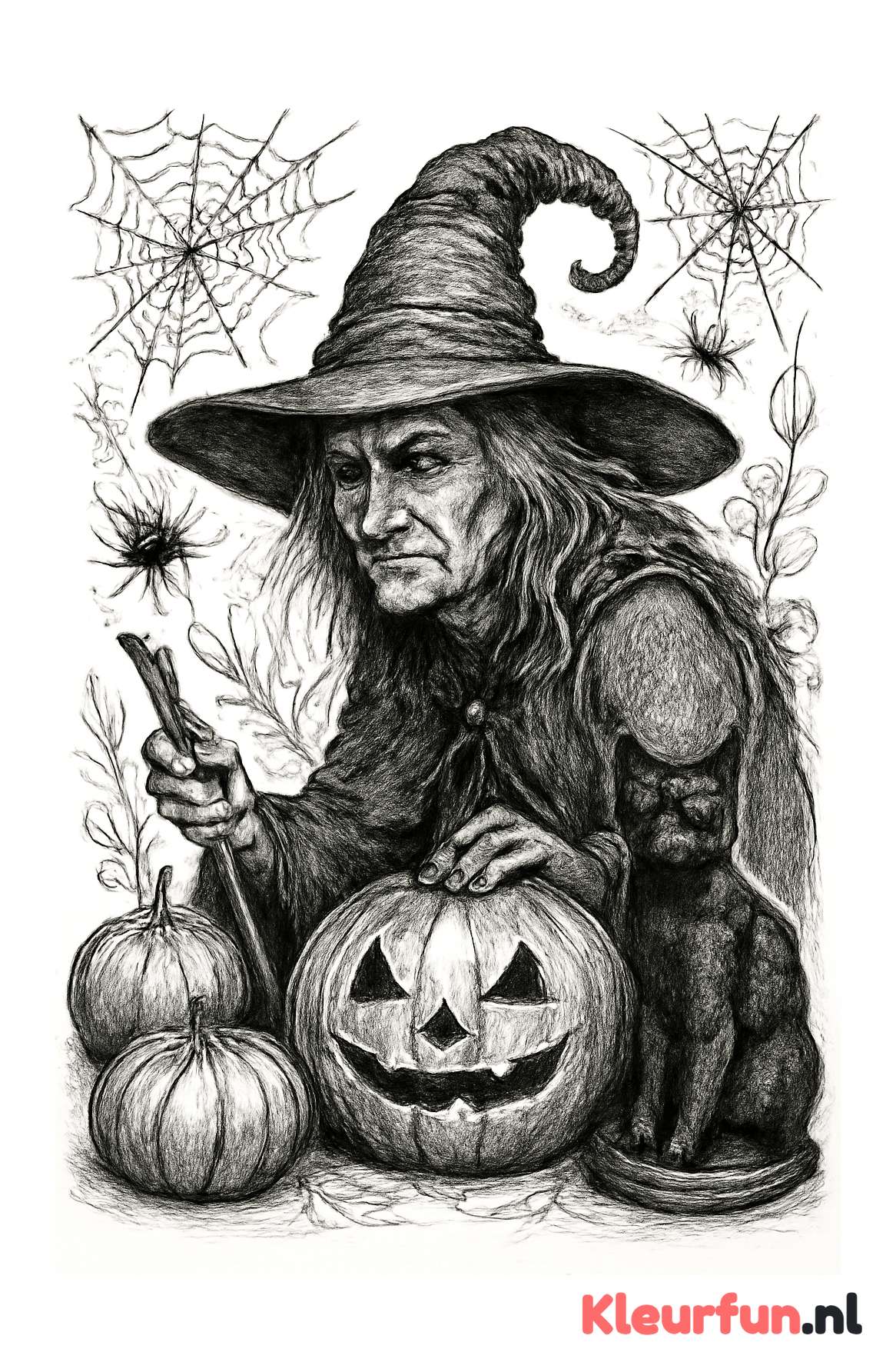 Oude heks met Halloween elementen