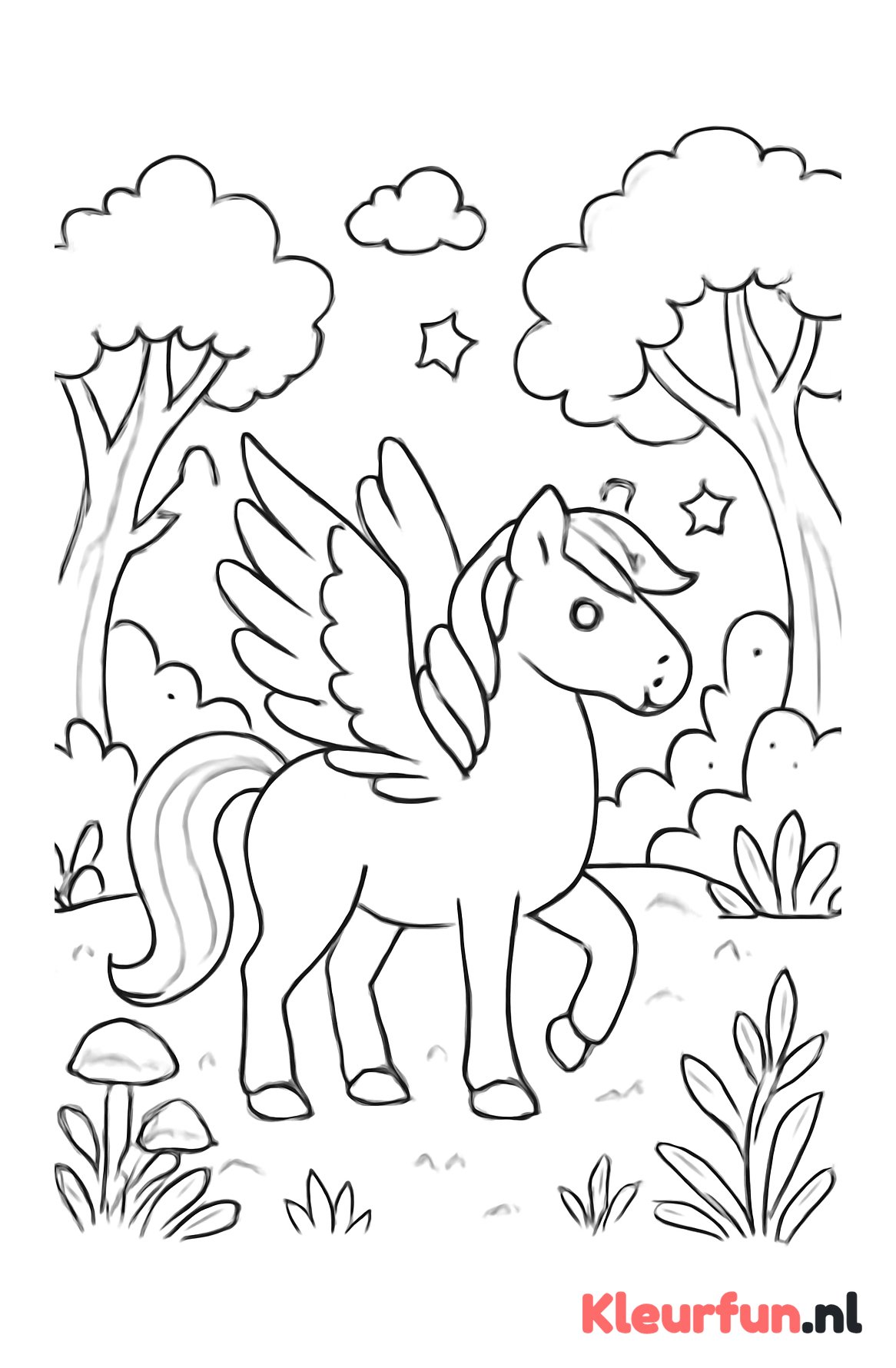 Pegasus in het magisch bos