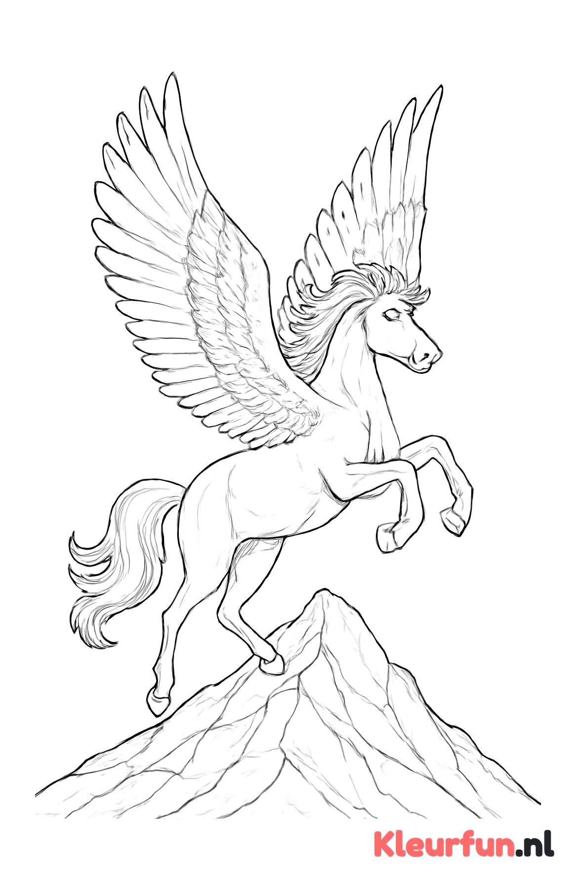 Pegasus stijgt op van de berg