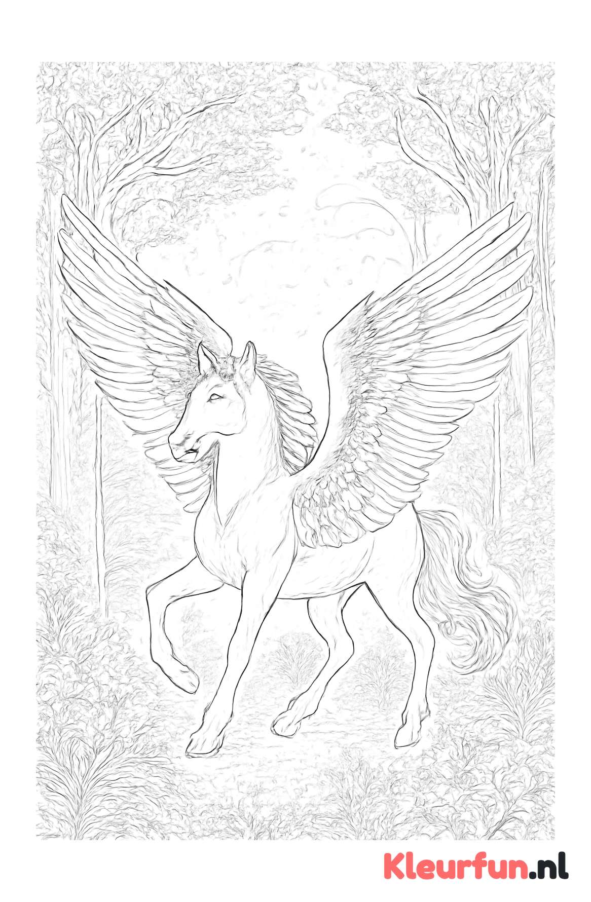 Pegasus met gespreide vleugels