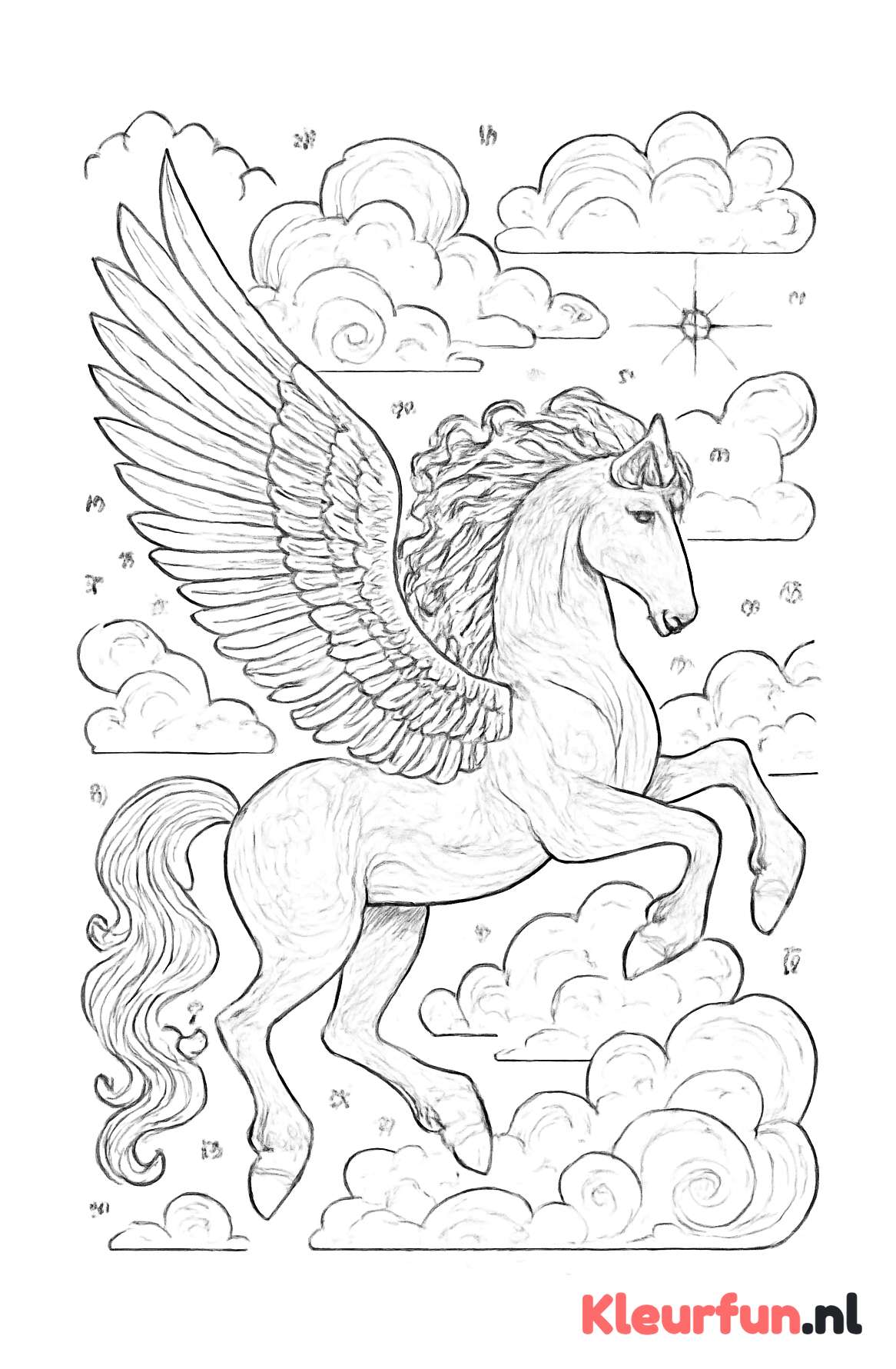 Pegasus vliegend door magische lucht