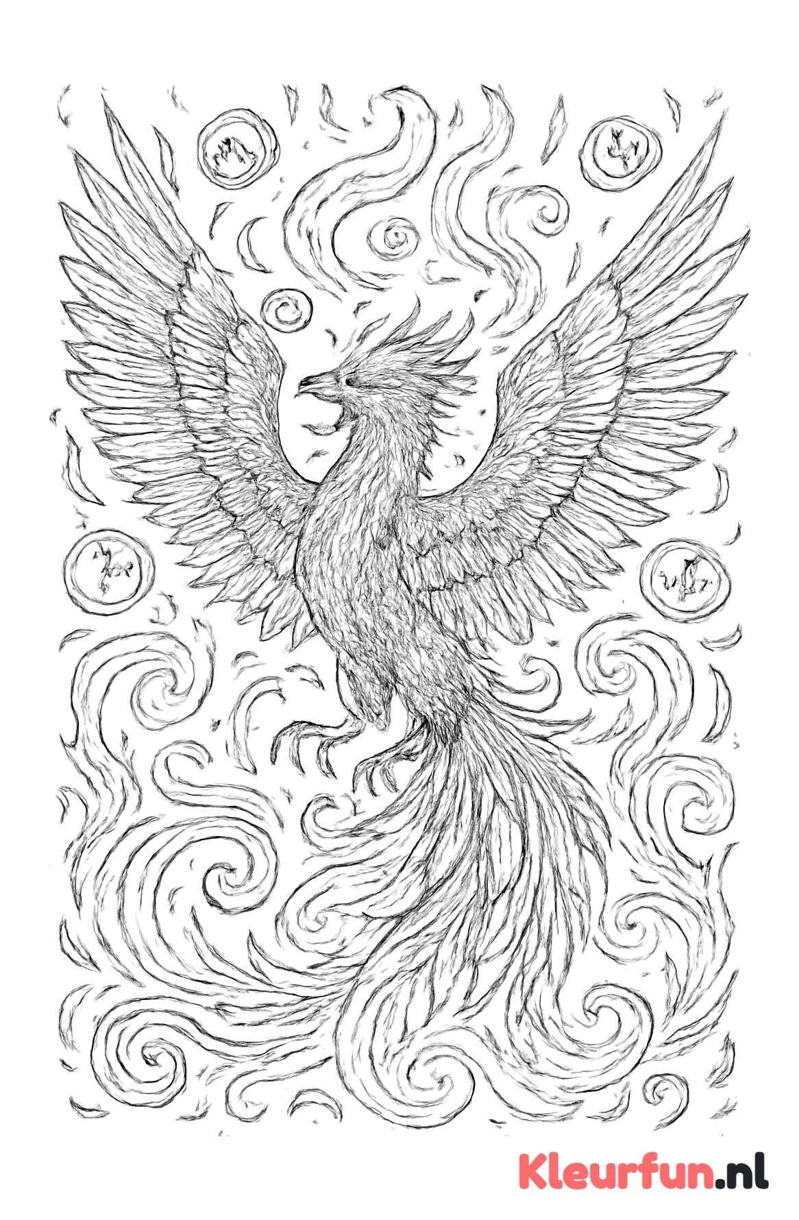 Mythische phoenix met magische runen