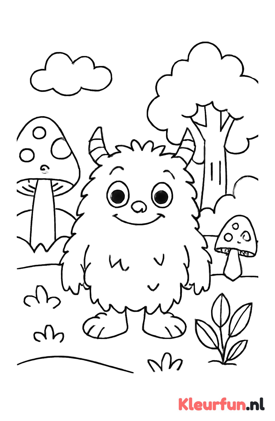 Pluizig monster in fantasiebos