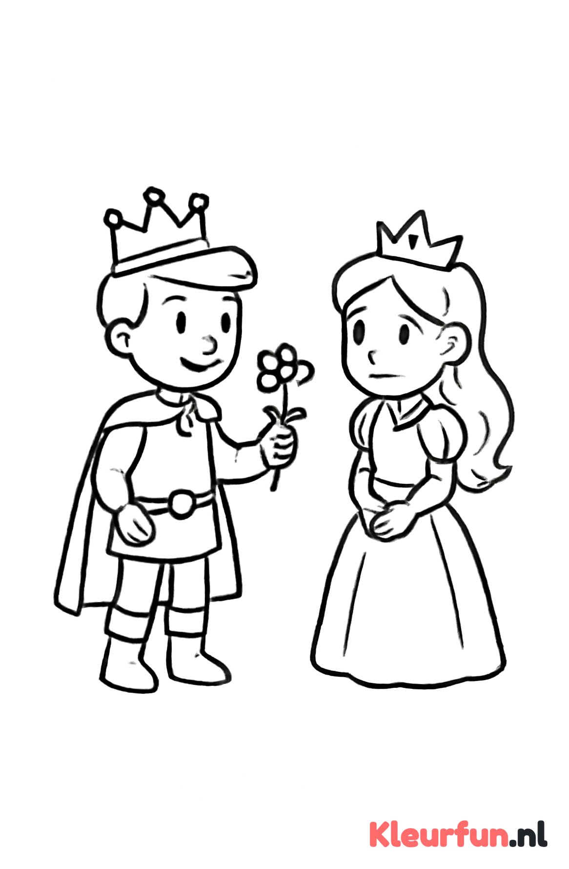 Prins biedt bloem aan prinses