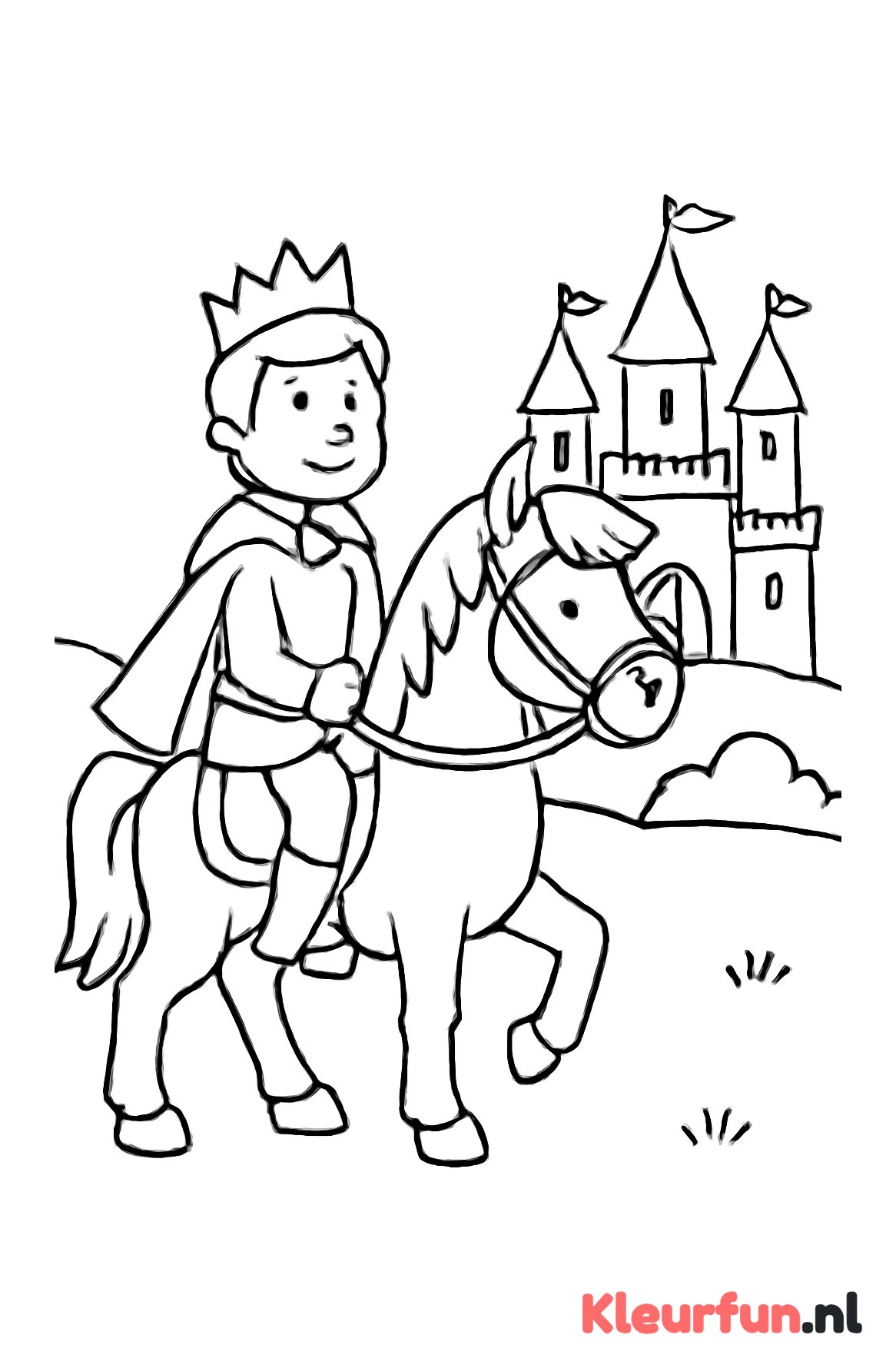 Prins te paard bij het kasteel