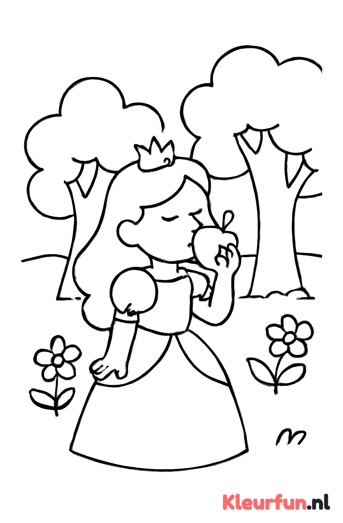 Prinses eet appel in sprookjesbos