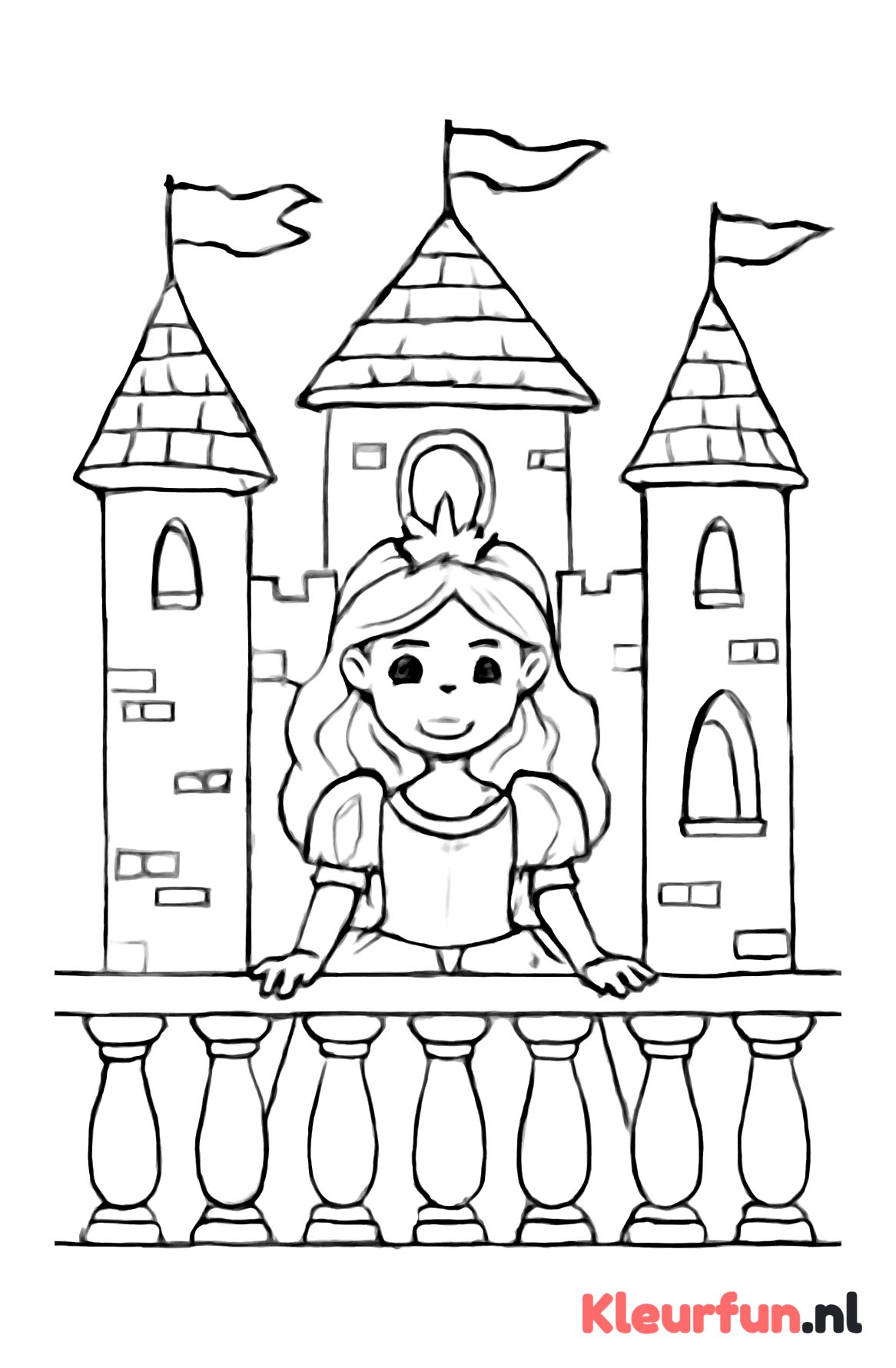 Prinses op het Balkon van het Kasteel