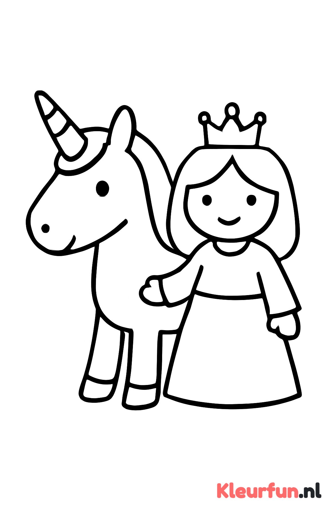 Vriendelijke prinses met eenhoorn