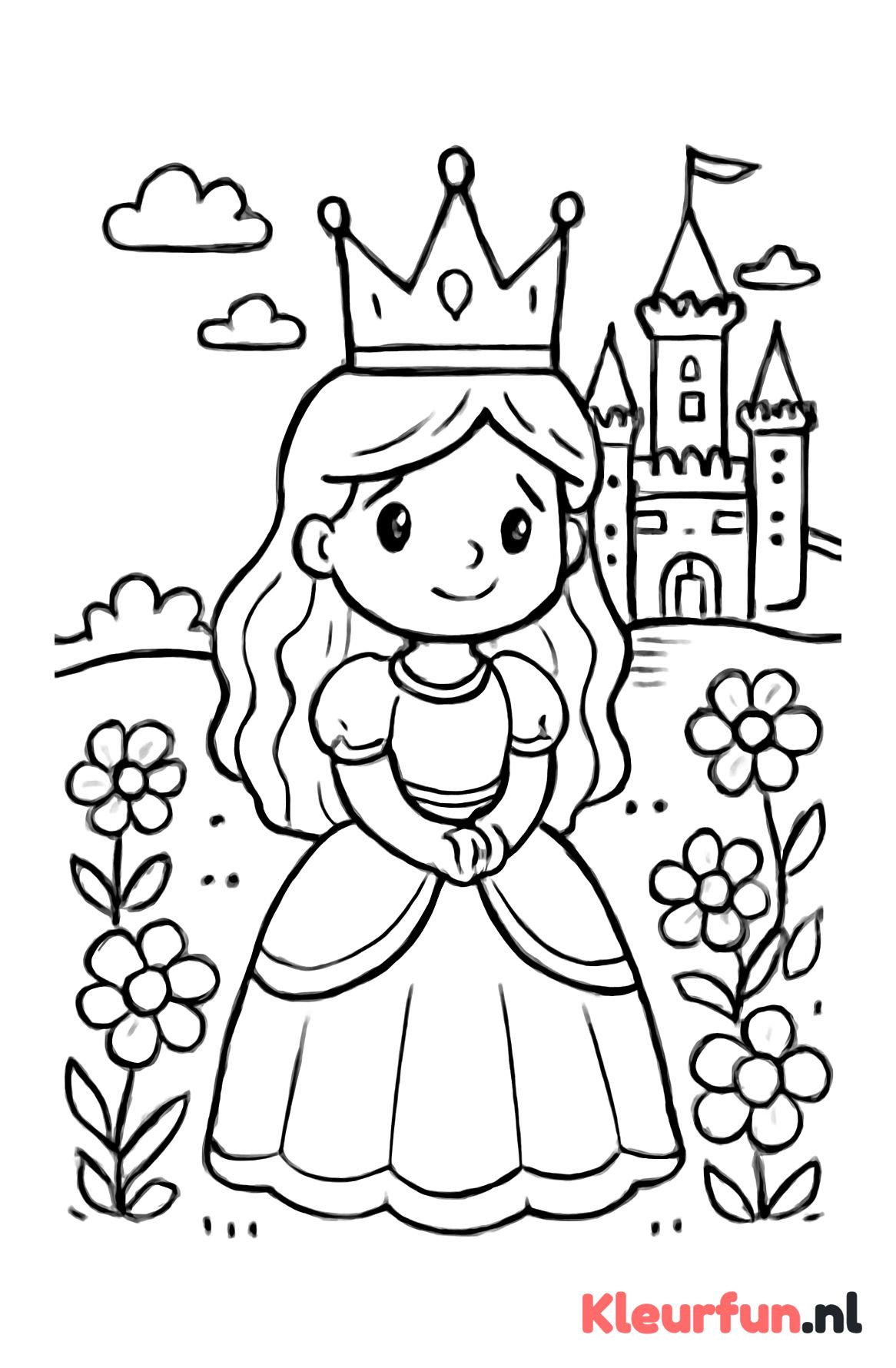 Prinses met kroon en boeket