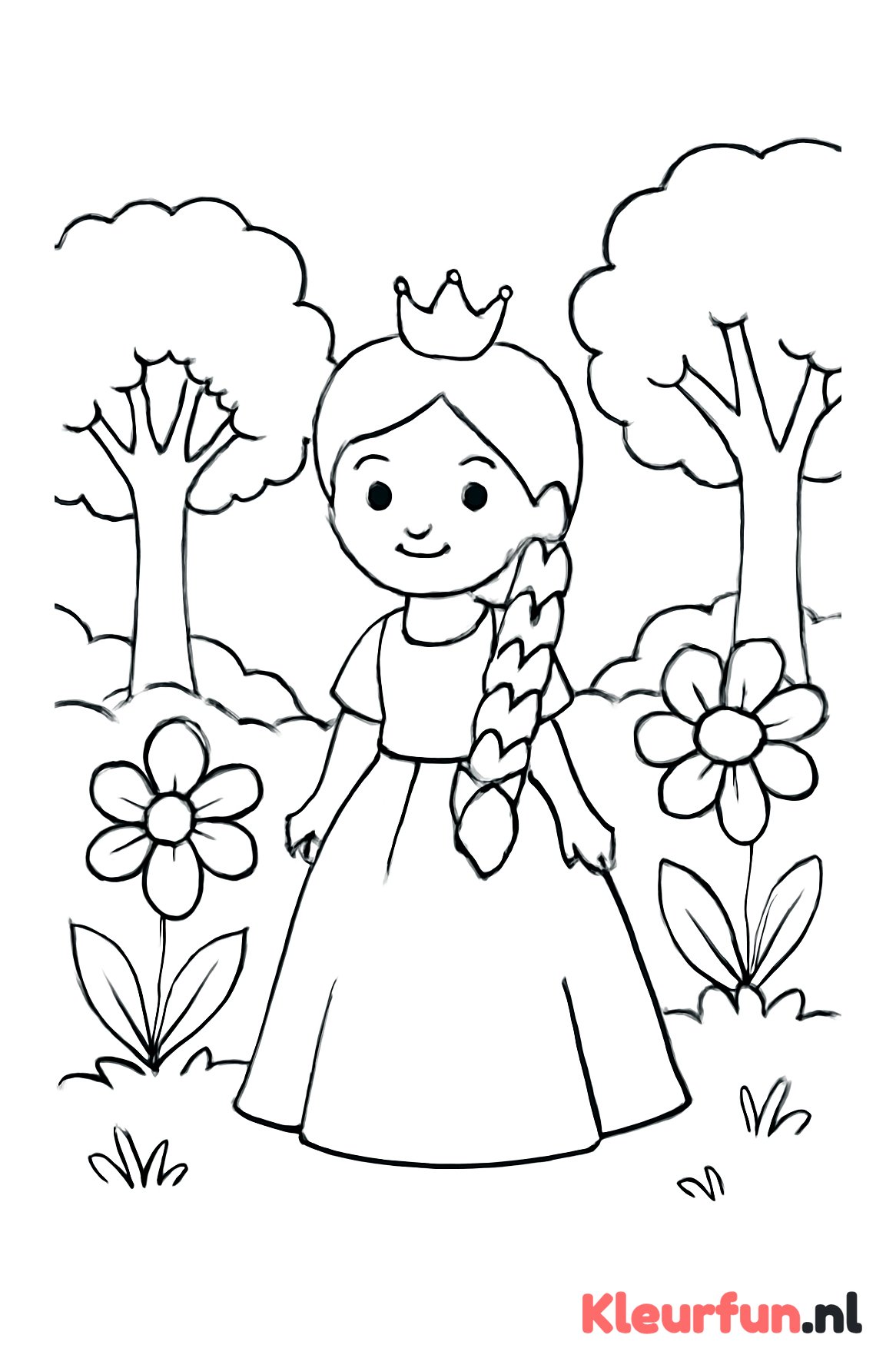 Princes met lange vlecht in sprookjesbos