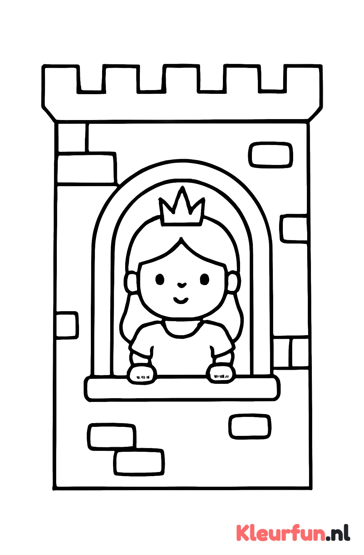 Prinses aan het raam van kasteel