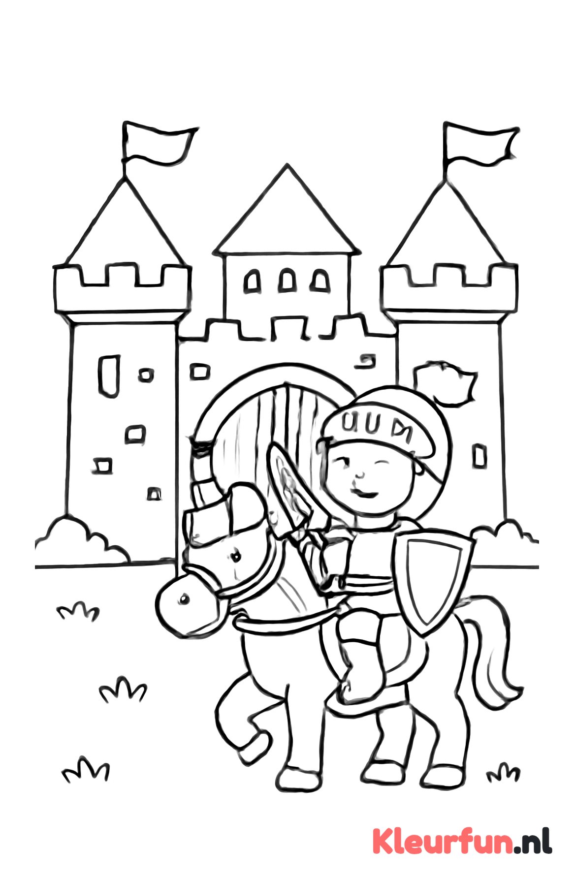 Ridder op paard bij kasteel