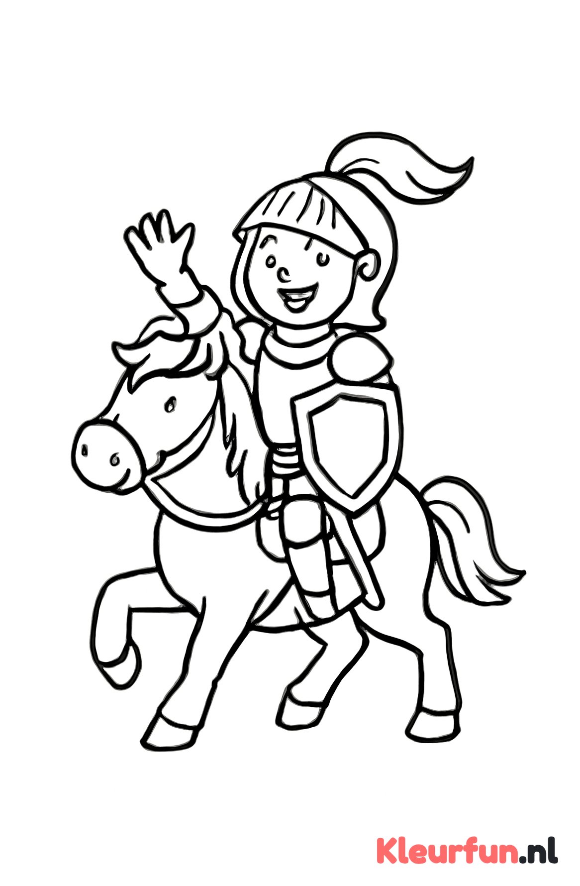 Zwaaiende ridder te paard