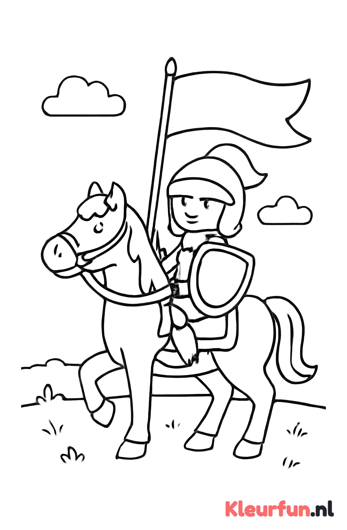 Ridder te paard met vlag