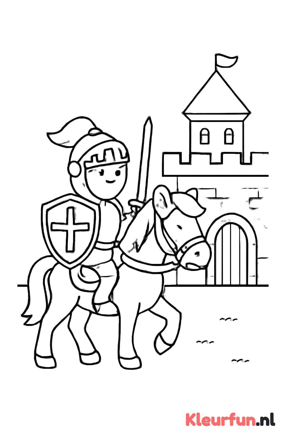 Ridder te paard bij kasteel