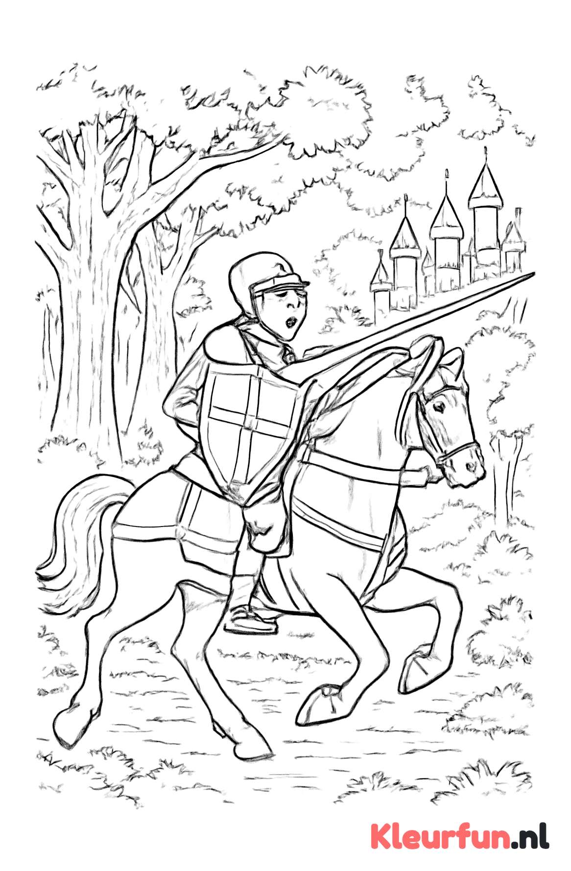 Ridder te paard in het bos