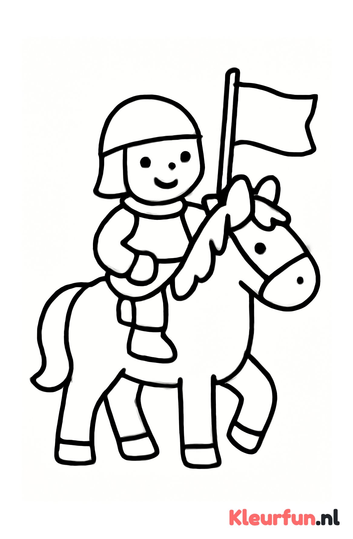 Ridder te paard met vlag