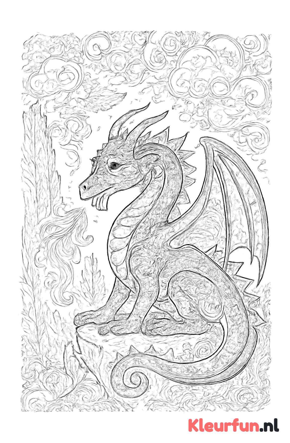 Sierlijk draakje met fantasy patronen