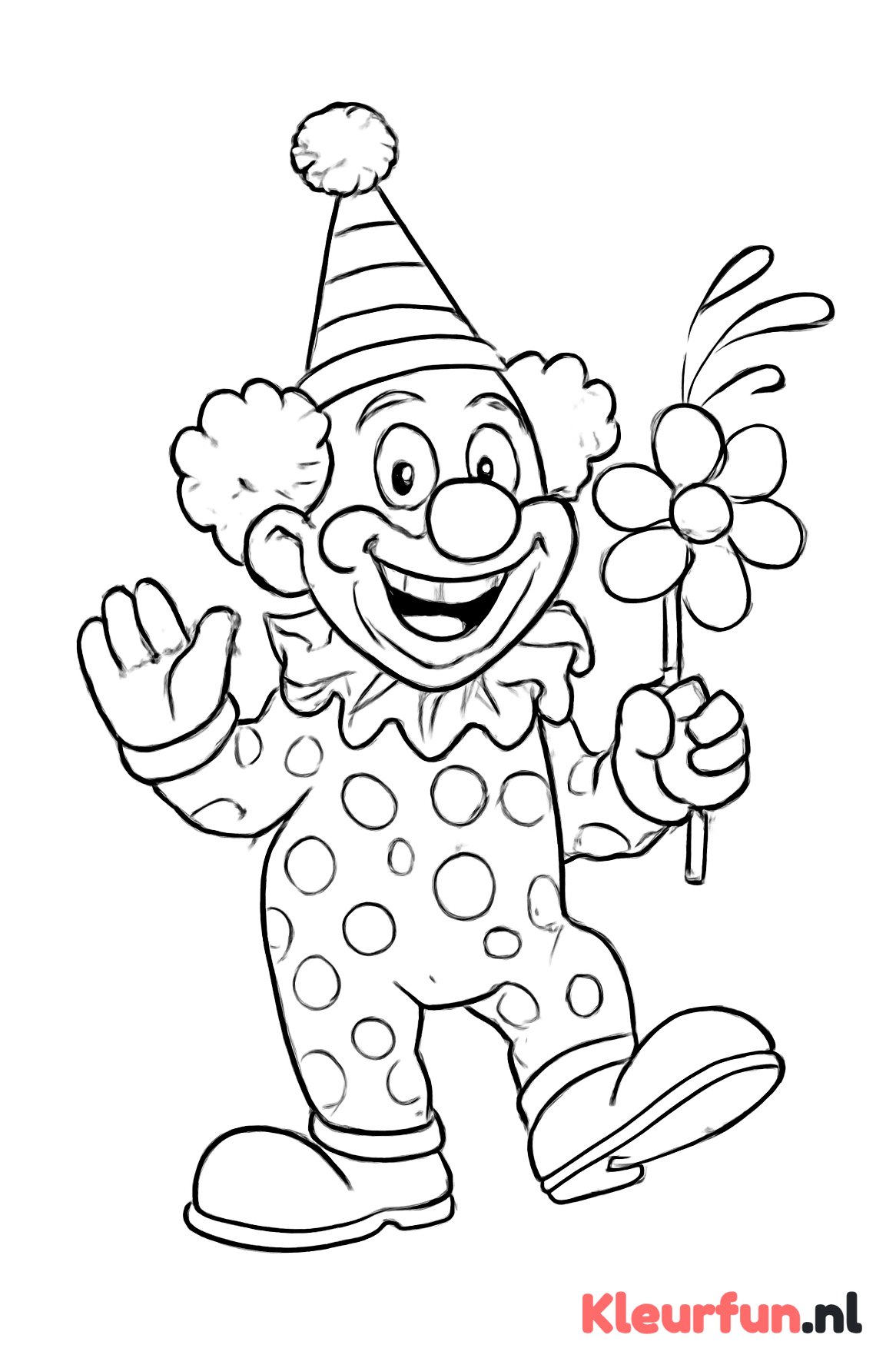 Slapstick clown met waterbloem