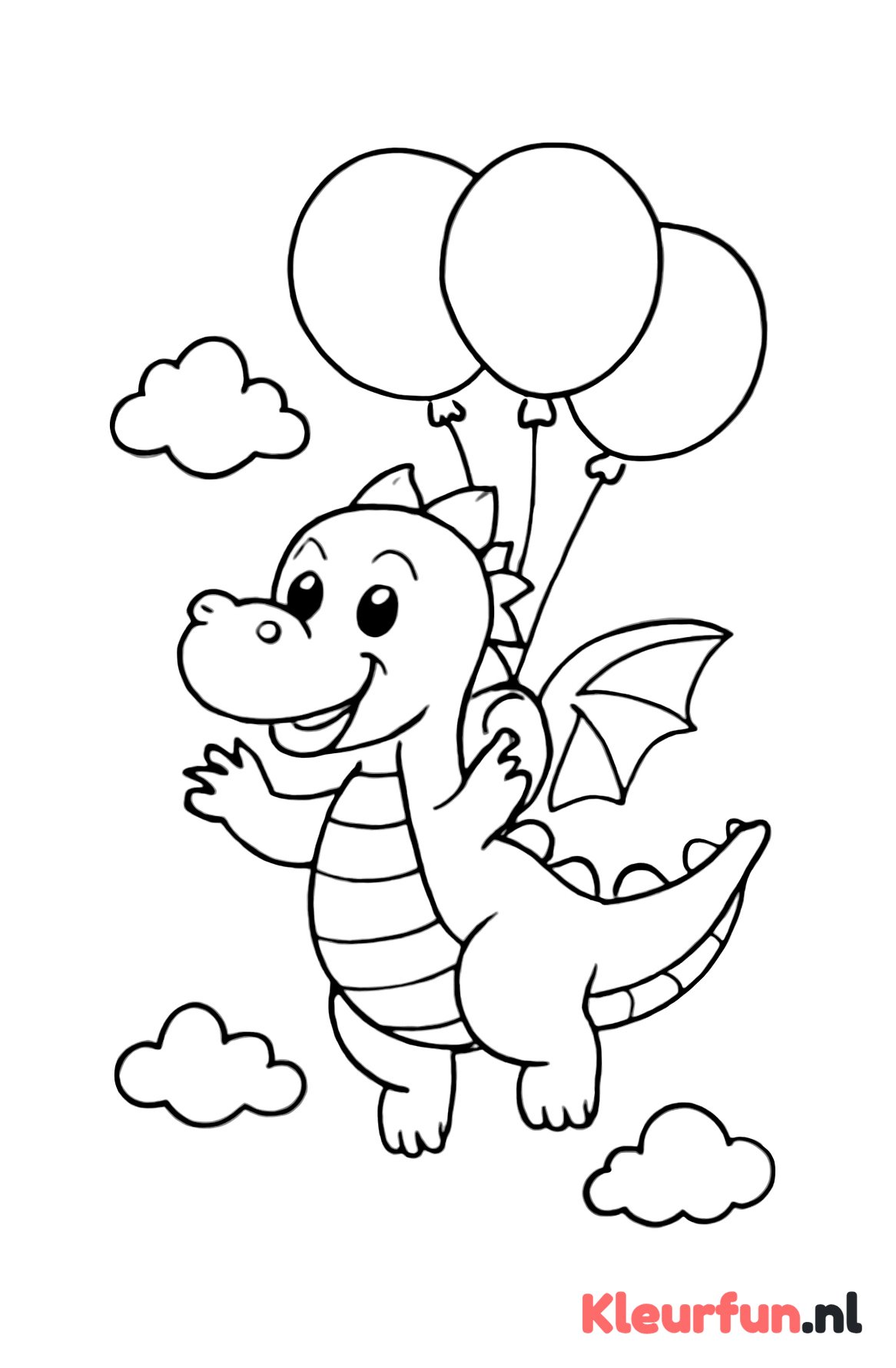 Speelse draak met ballonnen