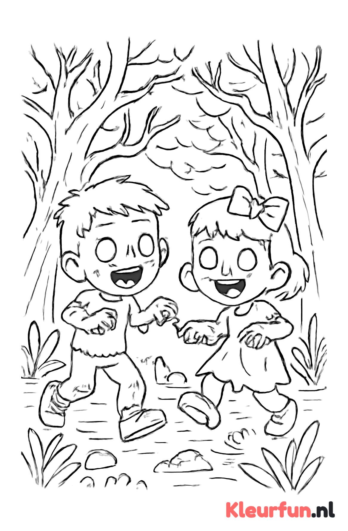 Spelende zombies in het bos