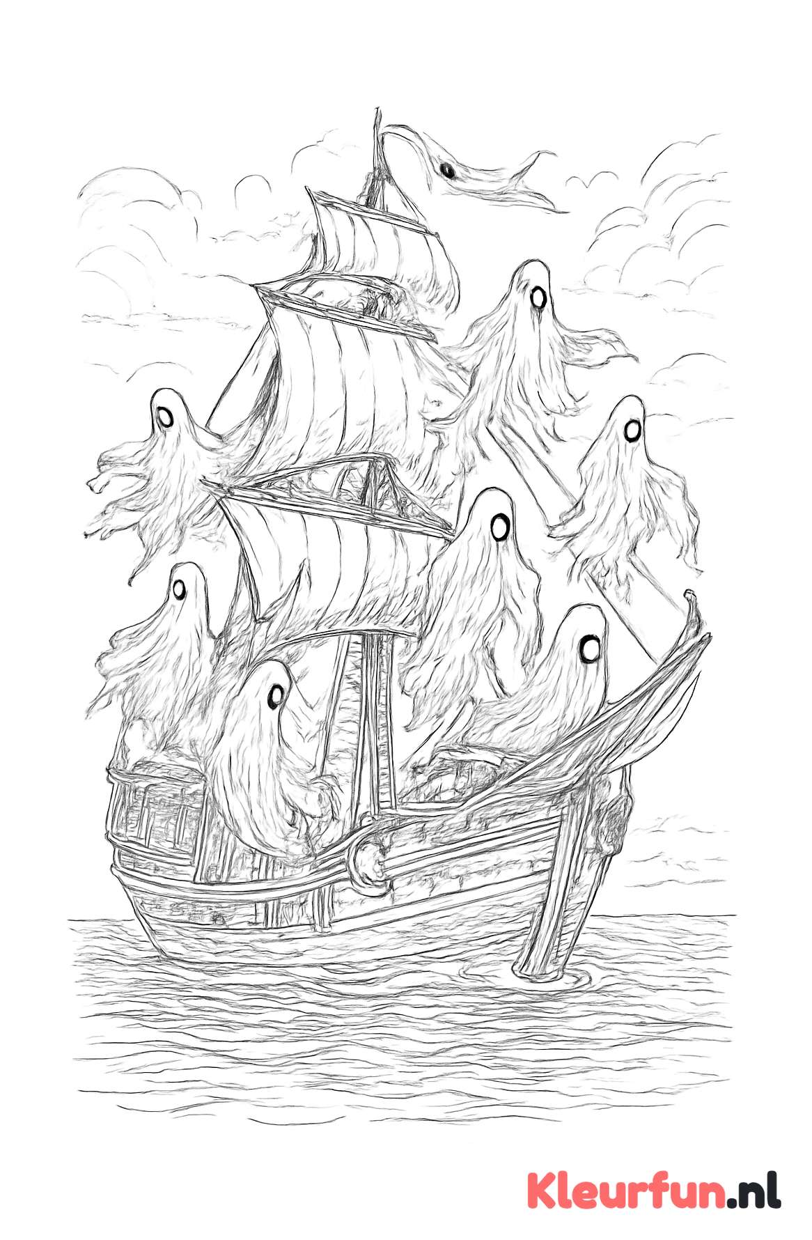 Spookschip op donkere zee