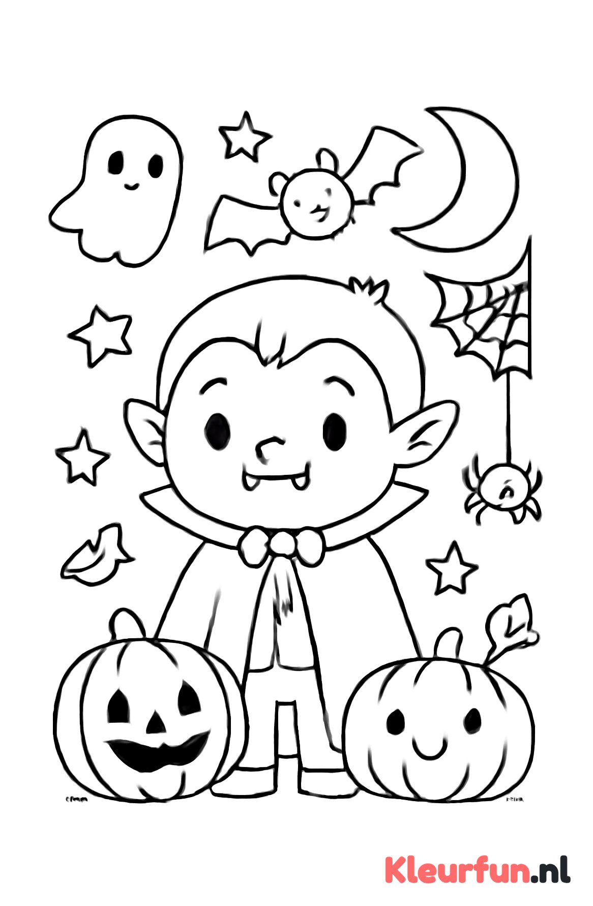 Vampier met pompoenen en Halloween