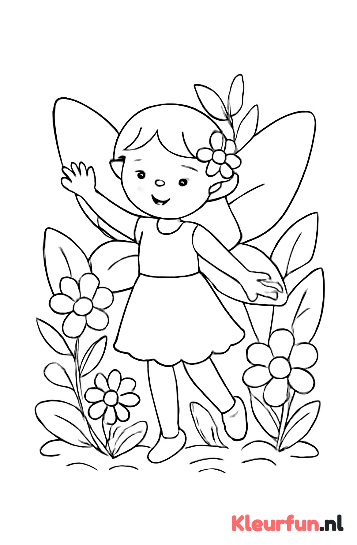 Vreugdevolle elf in de tuin