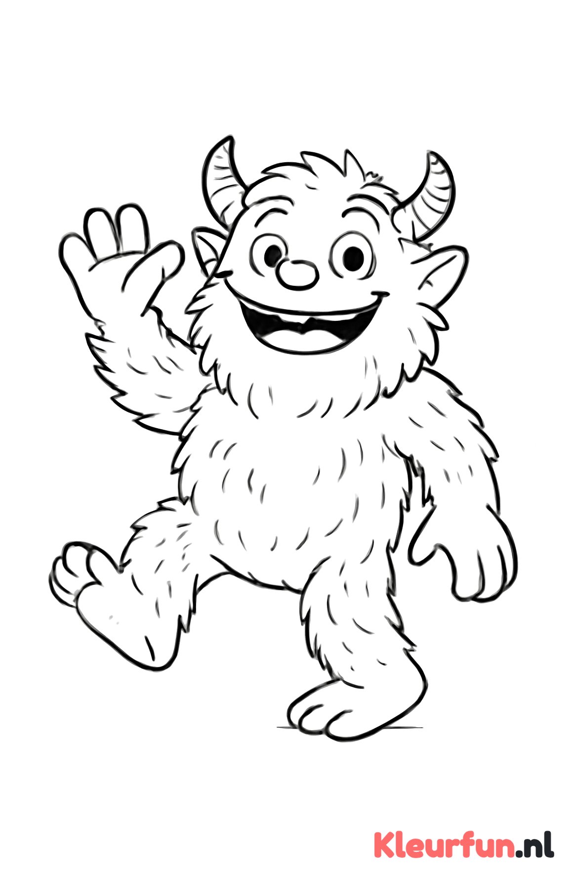 Vriendelijk Harig Monster in een Speelse Houding