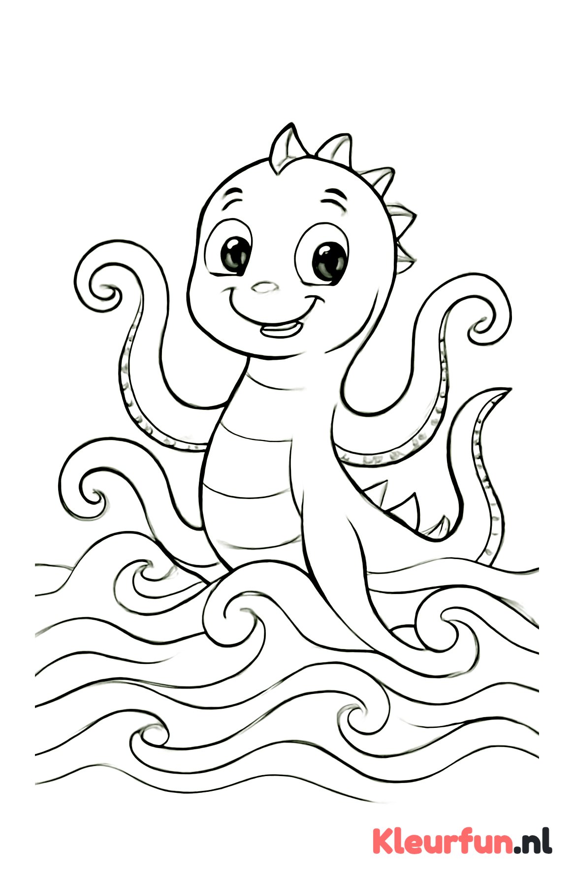 Vriendelijk zeemonster speelt in de golven